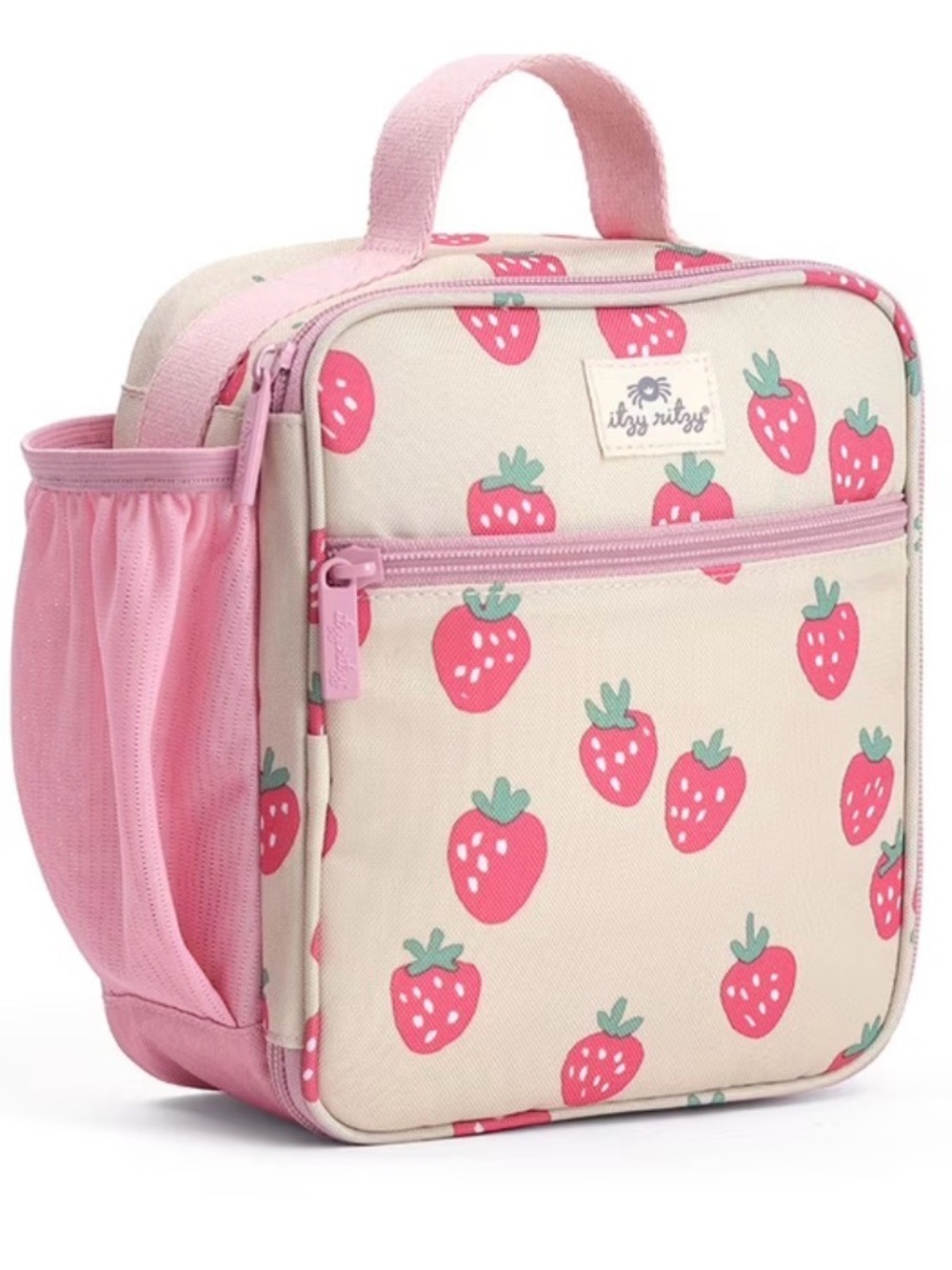 NWT - itzy ritzy Insulated Lunch Box Strawberry Print Pink & Red